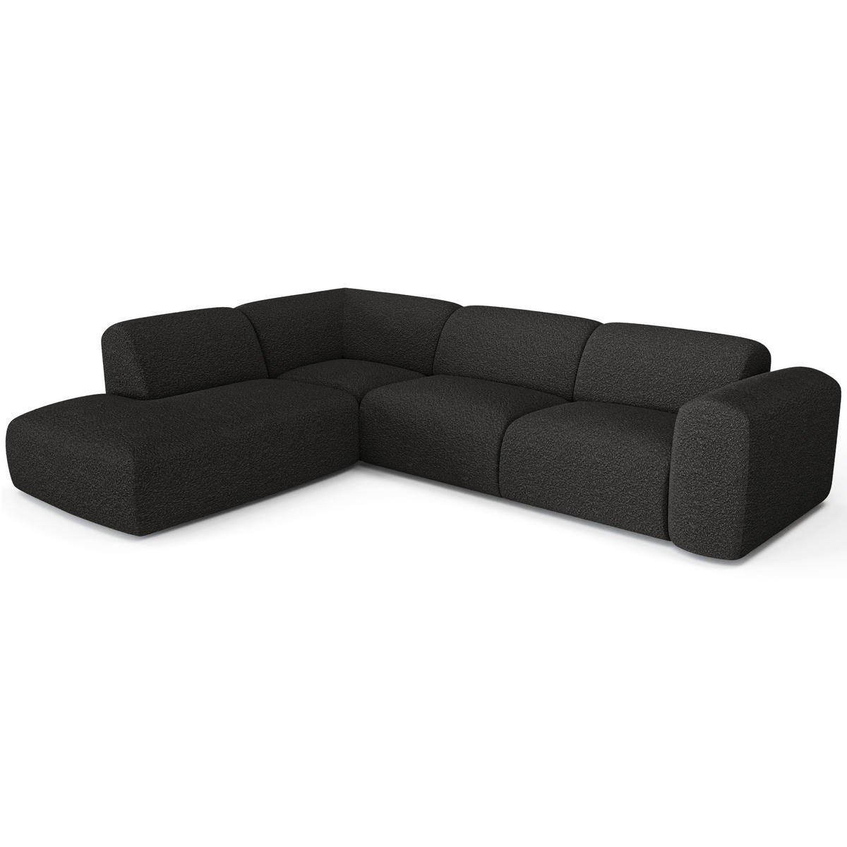 ECKSOFA LINKS Bouclé-Stoff Dunkles Anthrazit 269cm - Anthrazit, Textil (221/269cm) - Sia Home