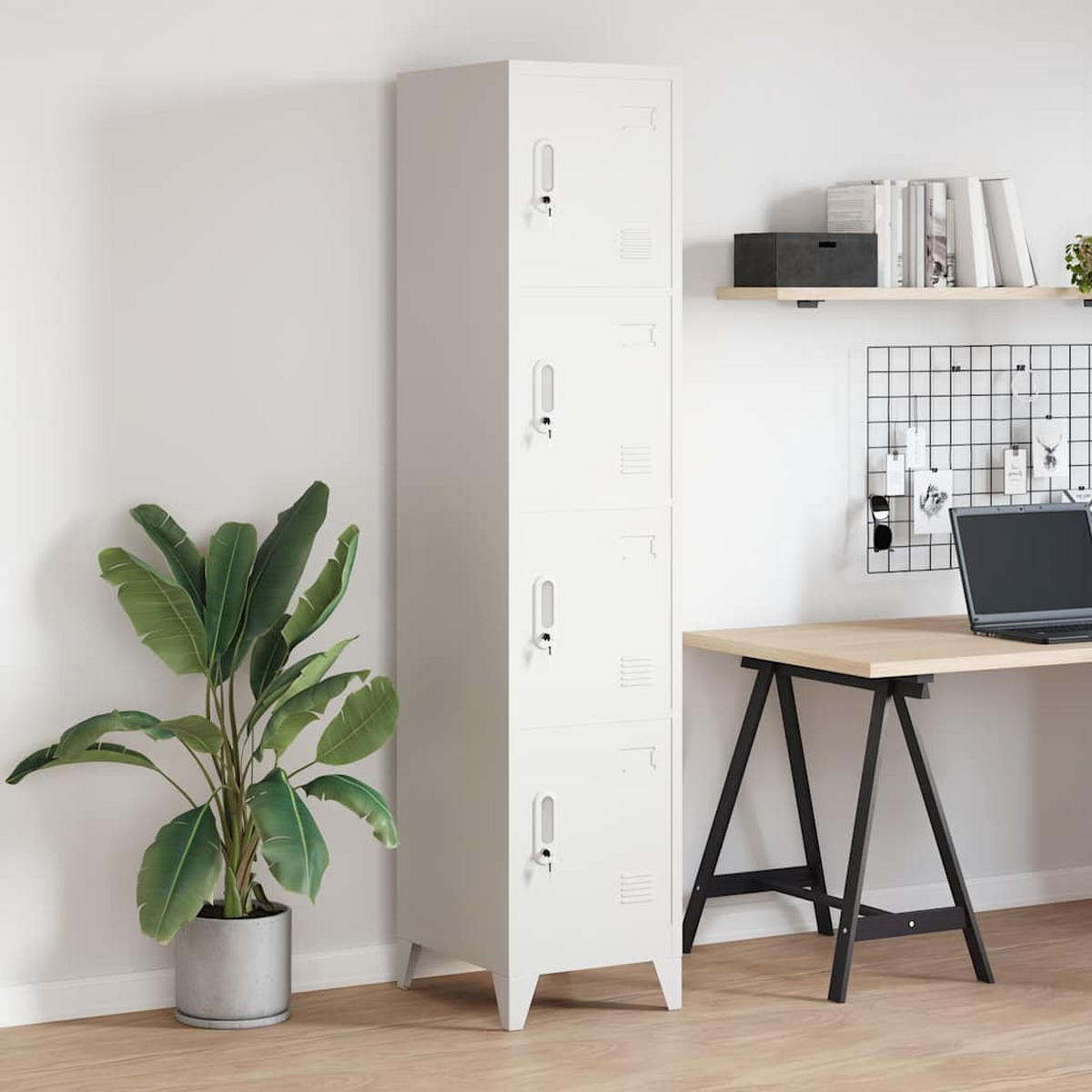 SCHLIESSFACHSCHRANK mit 4 Schließfächern, 38/45/180 cm, aus Stahl, in Grau - Grau, Metall (38/180/45cm) - vidaXL