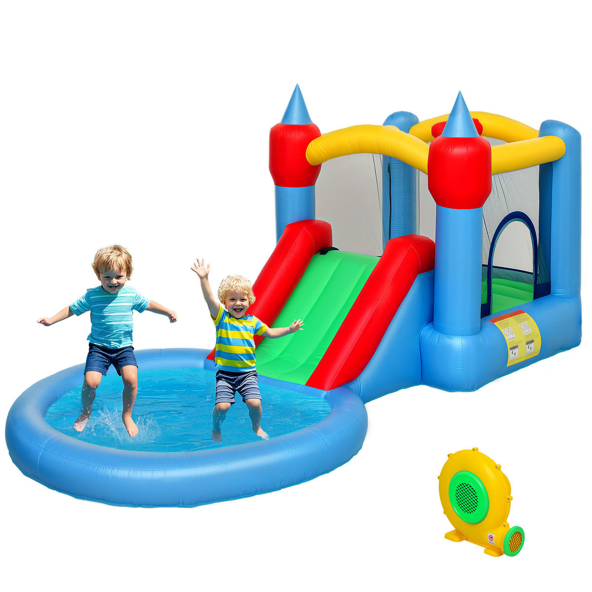 HÜPFBURG DE-18563 4-in-1 mit Rutsche, Basketballkorb & Bällebad - Multicolor, Kunststoff (415/205/190cm) - ComfortXL