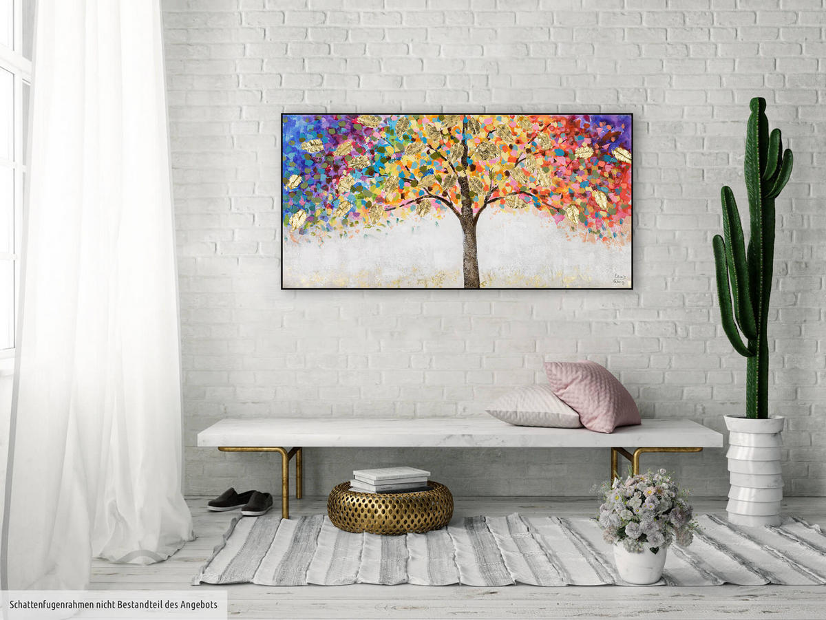ÖLGEMÄLDE 120/60 cm - Blau/Gelb, Holz/Textil (120/60cm) - KUNSTLOFT