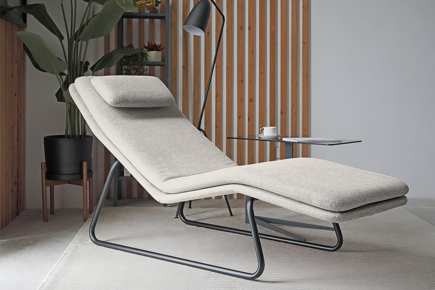 RELAXLIEGE - Webstoff - Hellgrau/Schwarz, Textil (70/88/168cm) - home24