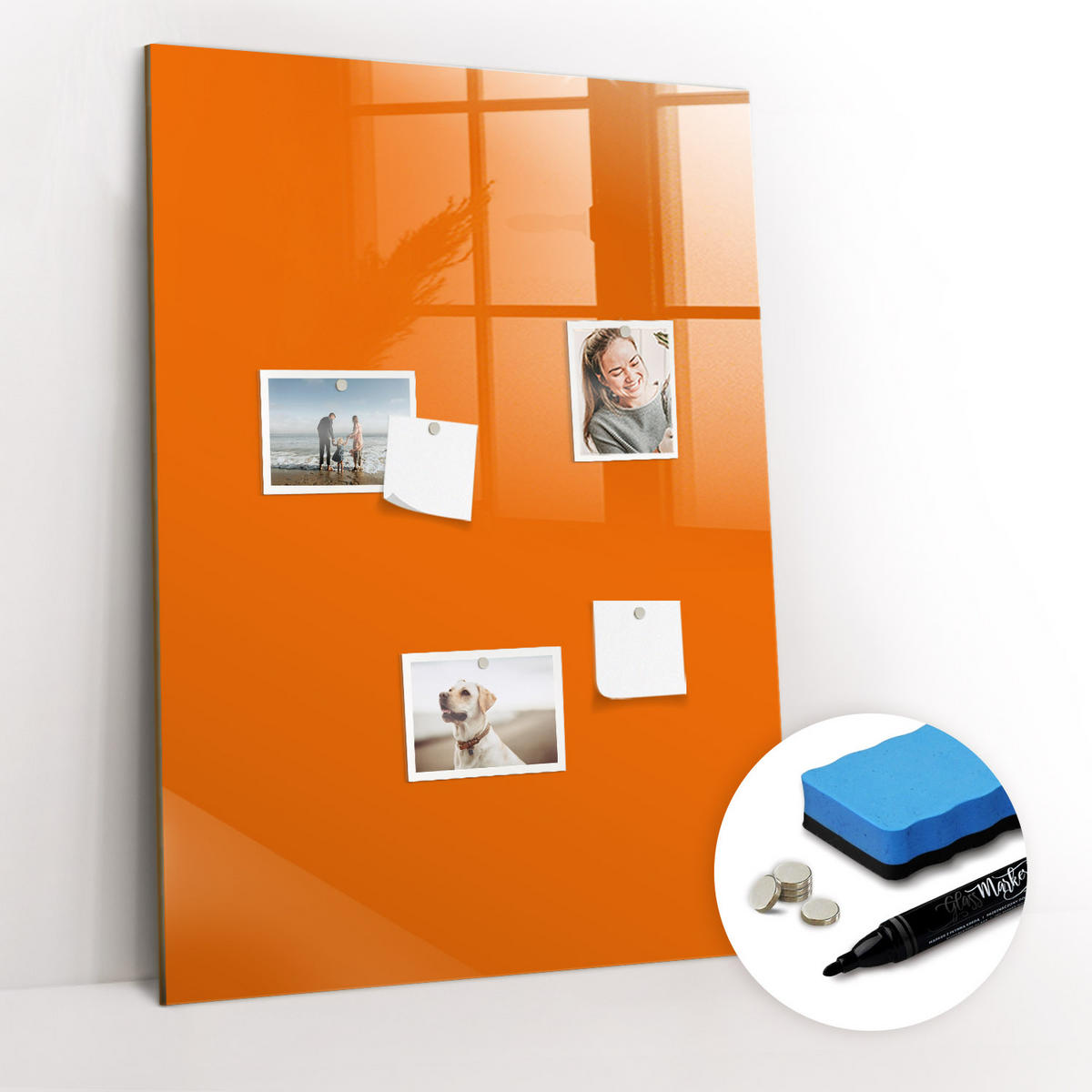 MAGNETTAFEL 70x100 Orange schwarzer Marker - Orange, Glas (70/0.4/100cm) - TULUP