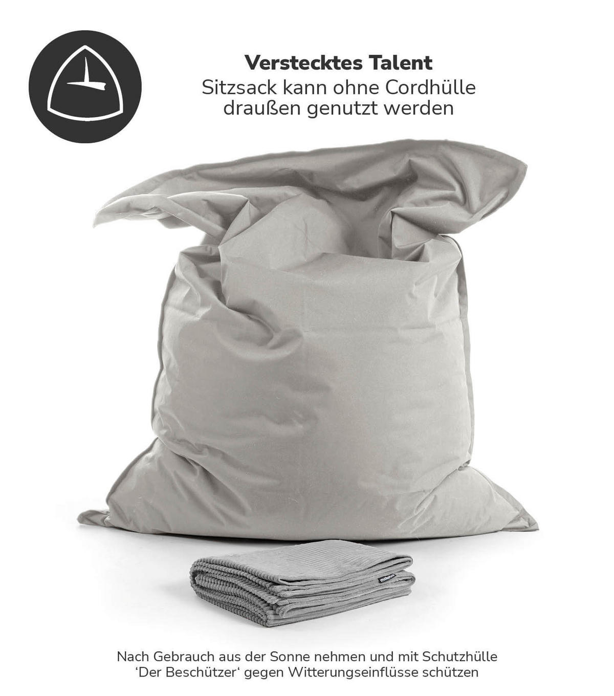 SITZSACK mit Cord Cover Der Große - Grau, Textil (130/20/170cm) - Mokebo