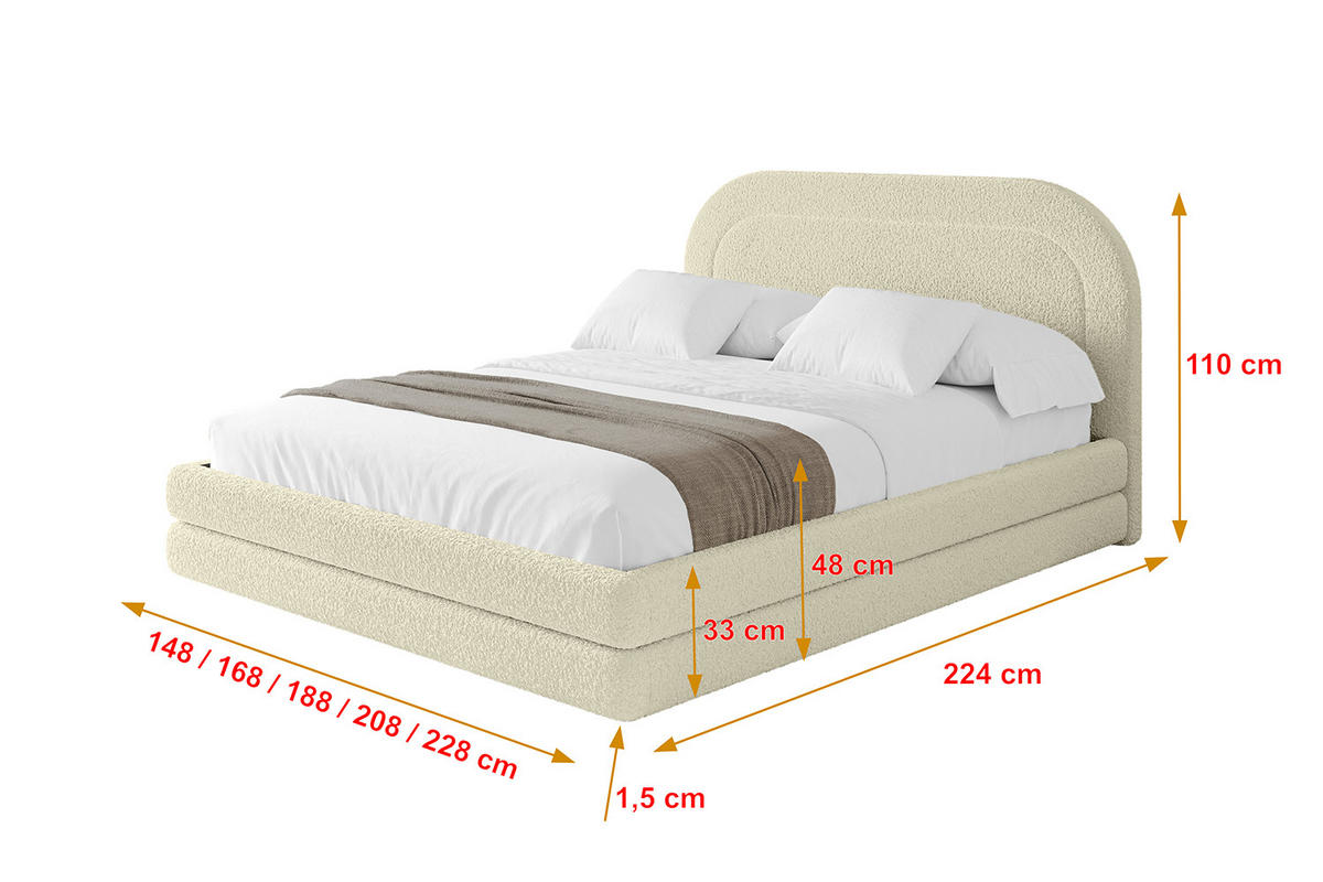 POLSTERBETT mit Bettkasten und Lattenrost, Boxbett ohne Matratze - LERIS 160x200 Beige - Taupe, Holzwerkstoff/Textil (160/200cm) - ALTDECOR