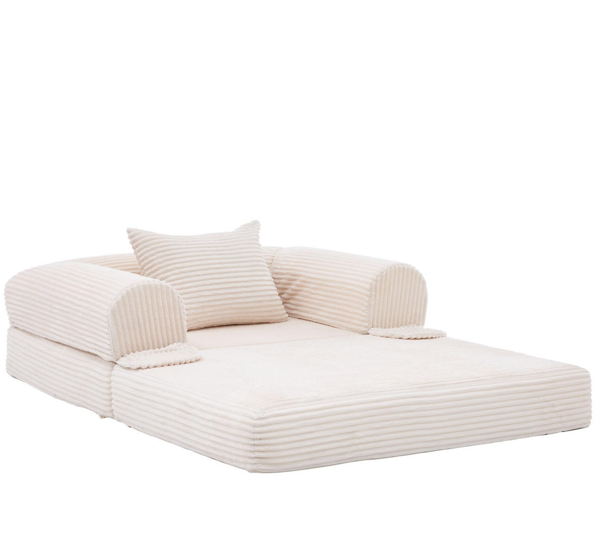 SCHLAFSOFA 2-in-1 Cord Beige mit Kissen - Beige, Kunststoff (85/65/120cm) - Meubliv