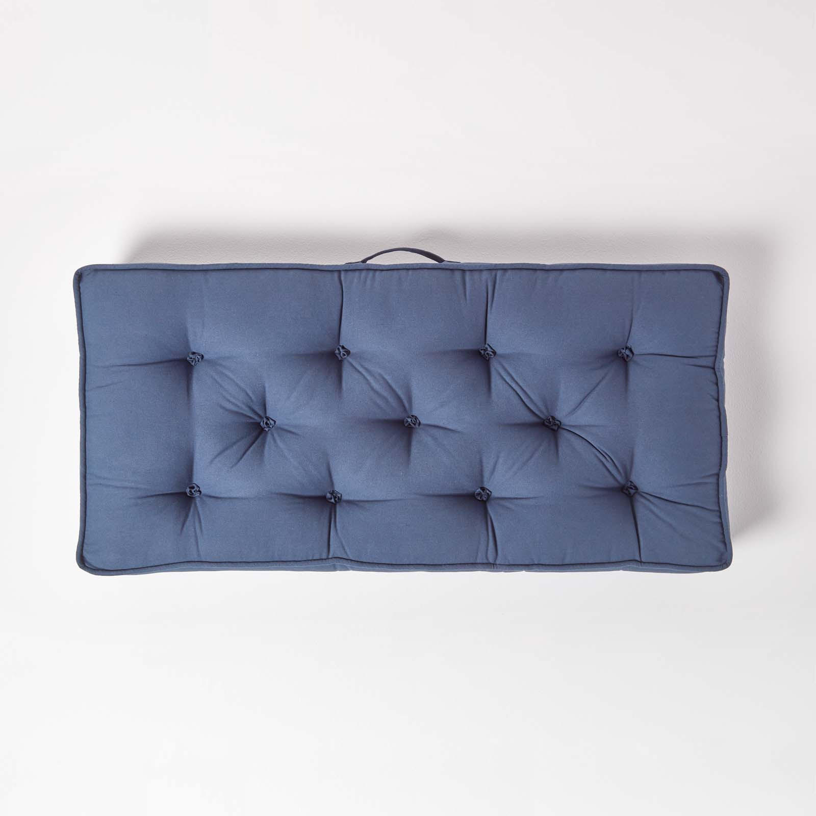SITZAUFLAGE für Zweisitzer-Sofa 100 x 48 cm – dickes Sitzkissen dunkelblau - Dunkelblau, Textil (48/100/10cm) - Homescapes