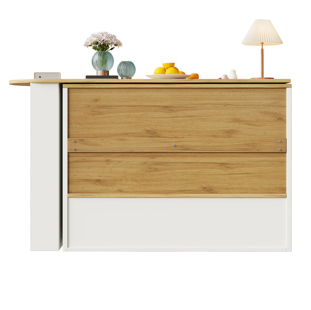 STEHTISCH 138-204/39/102,5 cm mit drehbarer Ablage und Glastüren - Weiß, Holzwerkstoff (39/204/102.5cm) - BEAOK