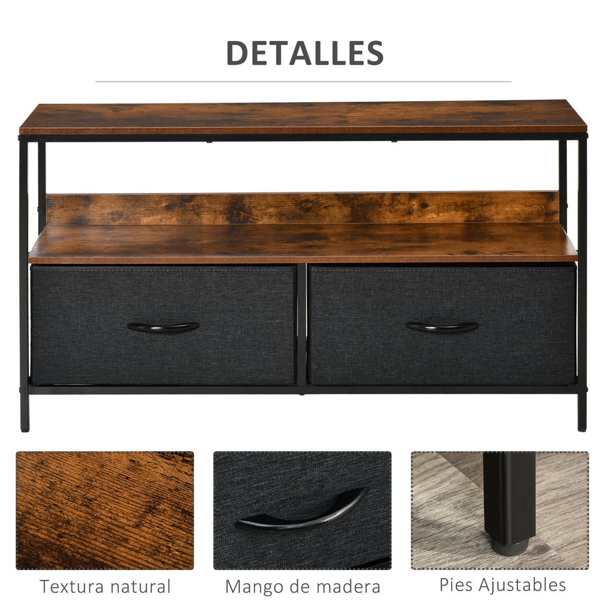 TV-MÖBEL Braun 1 Stück - Braun, Holzwerkstoff (98/56/29cm) - GiPP
