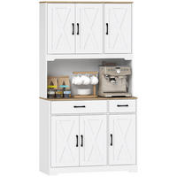 BUFFET DE-11231 6 Türen & 2 Schubladen mit Arbeitsplatte Weiß - Weiß, Holzwerkstoff (39.5/175.2/94cm) - ComfortXL