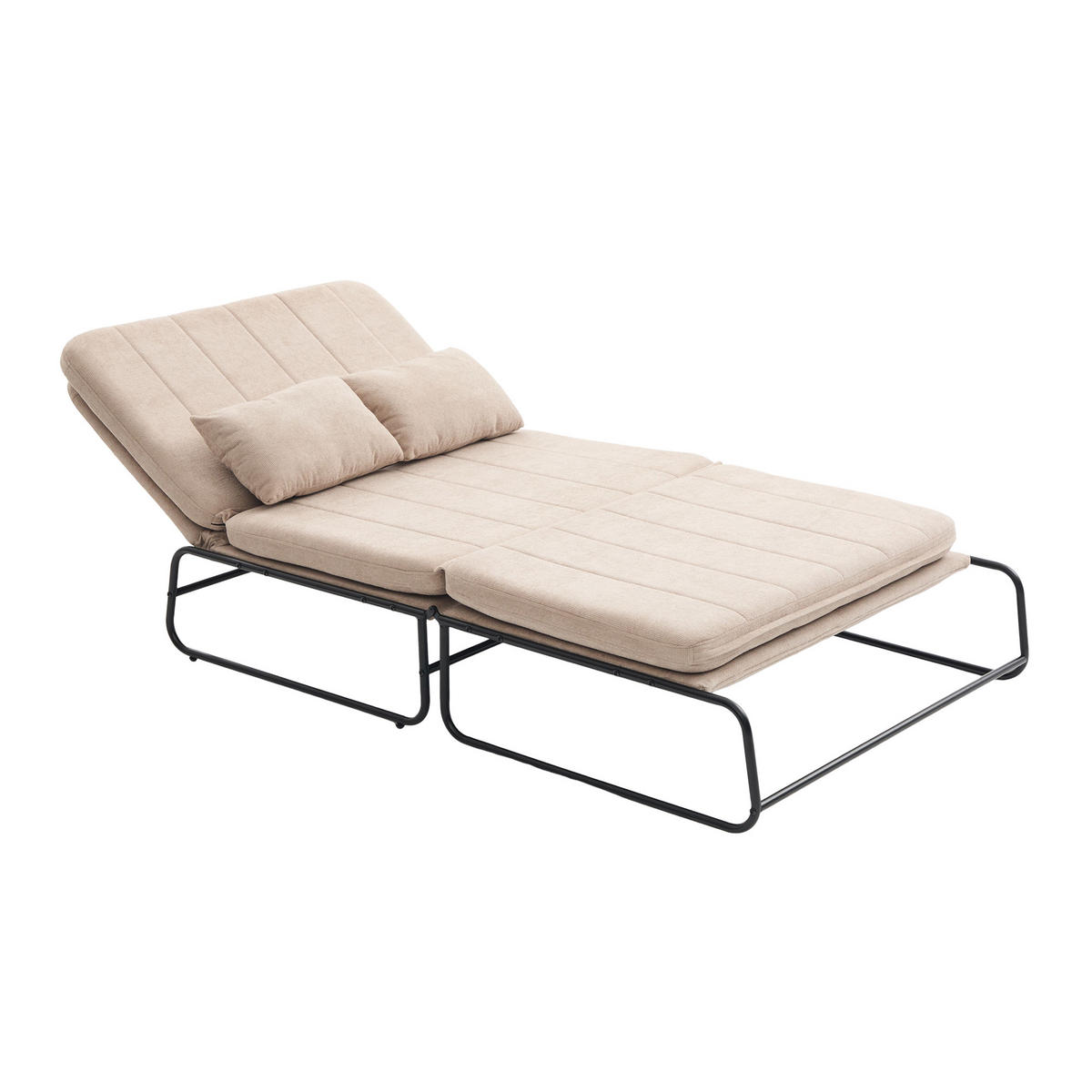 SCHLAFSOFA 2-Sitzer umbaubar mit Metallgestell, DE-42601, Khaki - Sandfarben, Metall (104/92/85cm) - ComfortXL