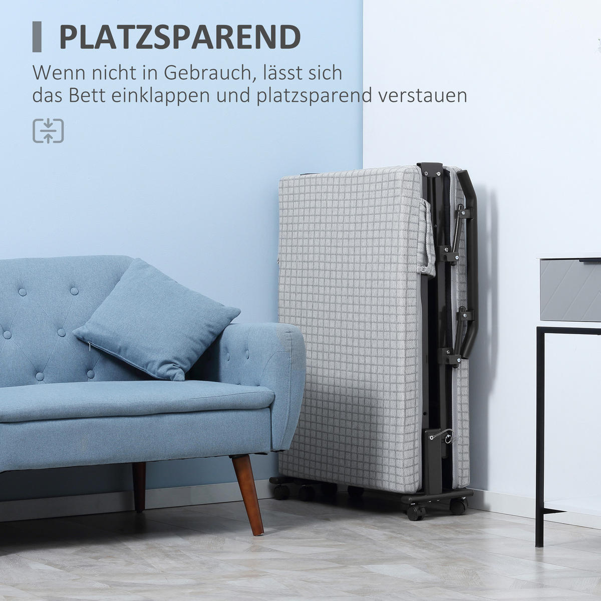 KLAPPBETT Gästebett Sessel mit 5-stufig verstellbarer Rückenlehne Hellgrau - Hellgrau, Metall - HOMCOM