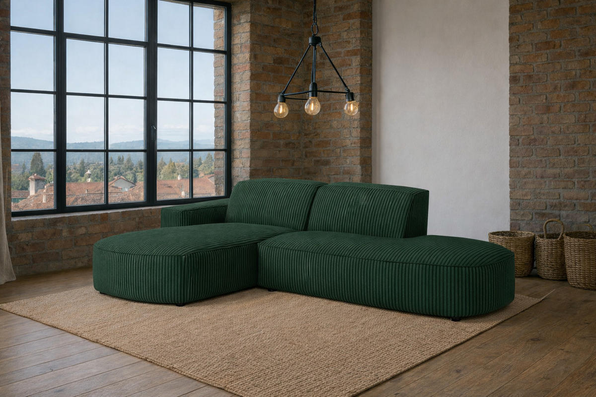 ECKSOFA Cursal Atelier, Stoff Poso, Grün, Links - Grün, Holz (284/166cm) - Kaiser Möbel