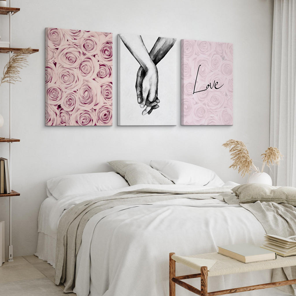 Thumbnail - Muralo Leinwandbilder, Schwarz, Weiß, Rosa, Textil, Floral, Sprichwort/Zitat, Rechteckig, 90x40 cm, Bilder und Zubehör, ...