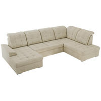 WOHNLANDSCHAFT MADRITO U - Beige Velorus - Rechts - Beige/Silberfarben, Textil/Metall (323/89/204cm) - MKS