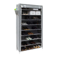 SCHUHSCHRANK Anthrazit VALENTIN 9 Ablagen - Anthrazit, Kunststoff/Textil (88/161/30cm) - Relaxdays