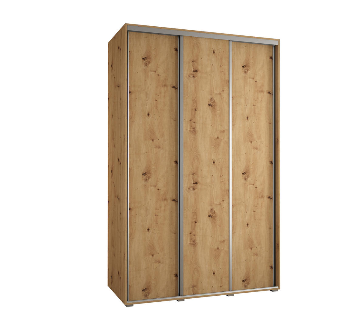 SCHWEBETÜRENSCHRANK 235,2/150/60 3-türig - Silberfarben/Eiche Artisan, Holz/Metall (150/235/60cm) - Abiks Möbel