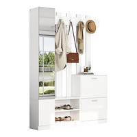GARDEROBEN-SET in Weiß mit 2 Klapptüren und Spiegel für Flur, B135/T25/H180 cm - Weiß, Holzwerkstoff/Metall (135/180/25cm) - STILVORA