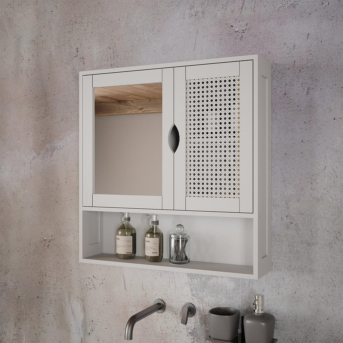 SPIEGELSCHRANK Liora Weiß 56 x 58 cm mit 2 Türen - Weiß, Holzwerkstoff (56/58/13cm) - Vicco