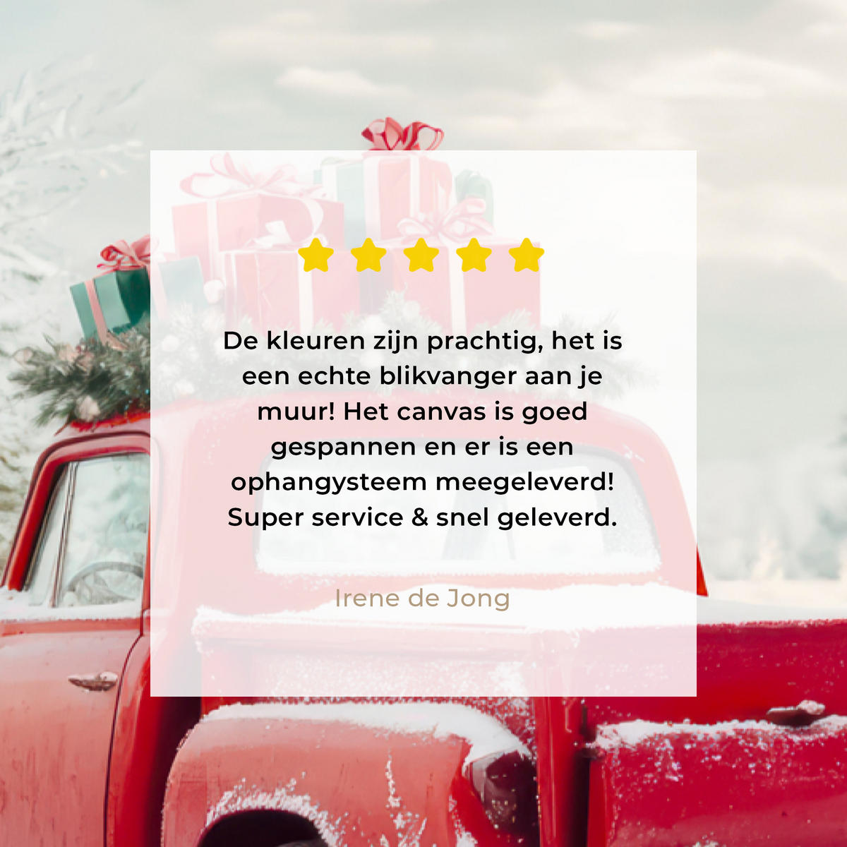 LEINWANDBILD Auto - Rot - Geschenke - Winter - Schnee - Weihnachten Deko XXL 80x120 cm - Rot, Textil (80/120cm) - MuchoWow