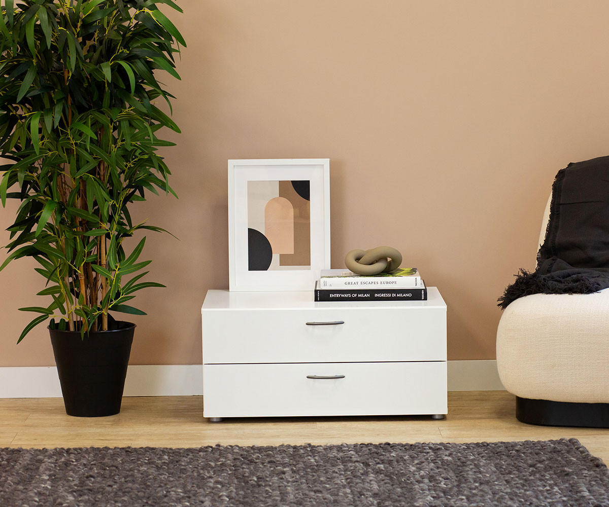 KLEIDERSCHRANKUNTERSATZ Basic Weiß 74 / 52 / 35 cm - Silberfarben/Weiß, Holz/Holzwerkstoff (74/35/52cm) - Feldmann-Wohnen