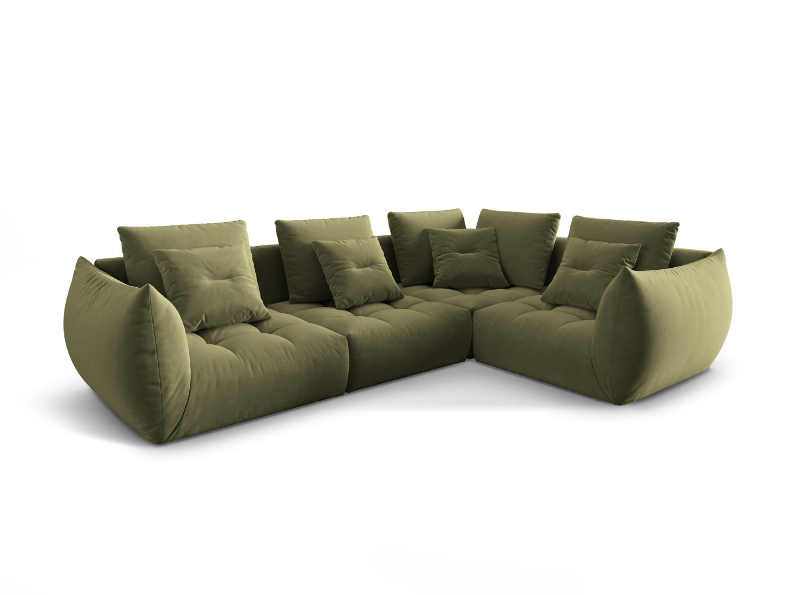 ECKSOFA modular rechts Bloom aus Samt hellgrün 3 Sitzplätze - Hellgrün, Textil (216/316cm) - Micadoni