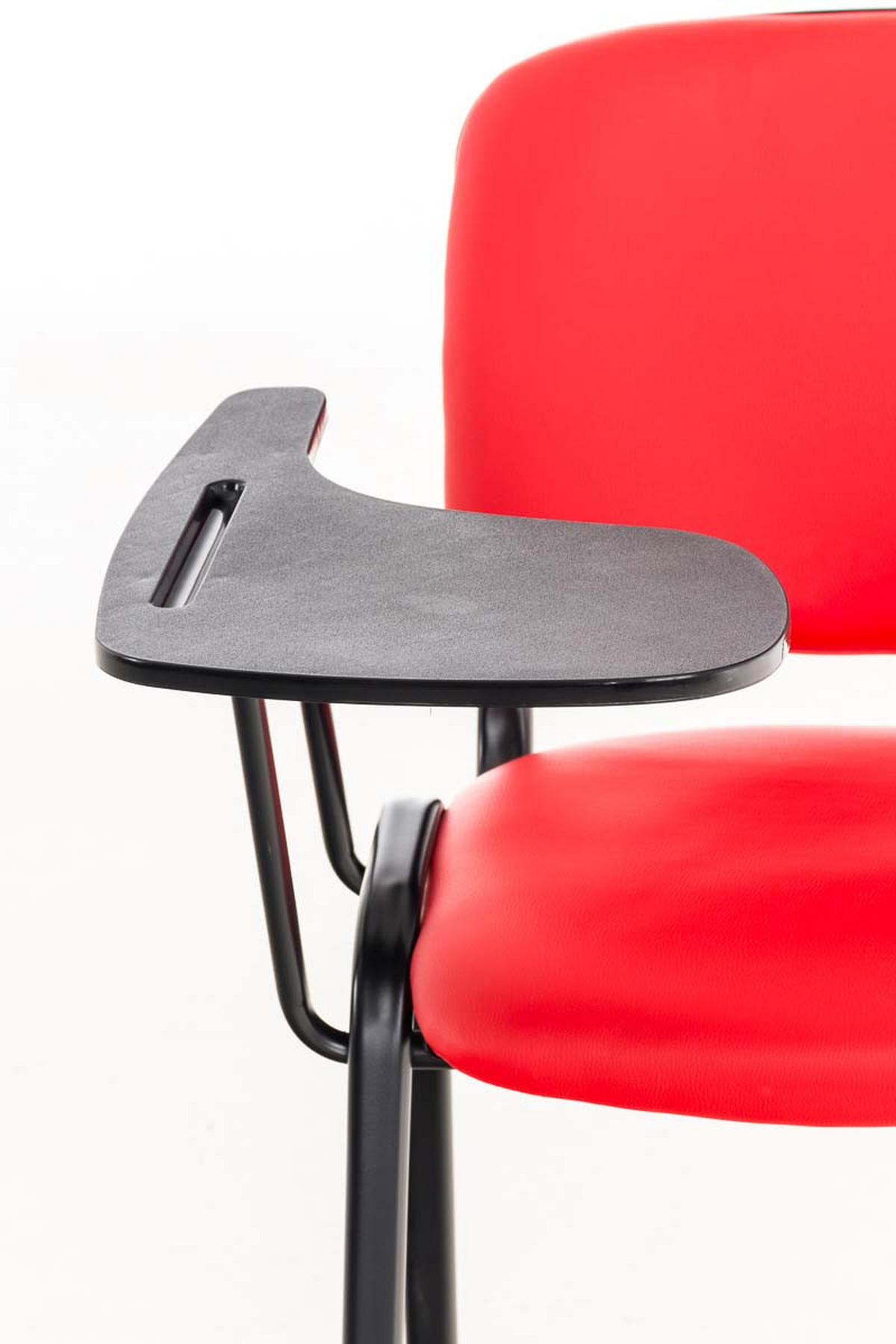BESUCHERSTUHL Keen mit Klapptisch, Kunstleder mit Gestell Schwarz / Bezug Rot - Rot/Schwarz, Textil/Metall (53/81/53cm) - TPFLiving