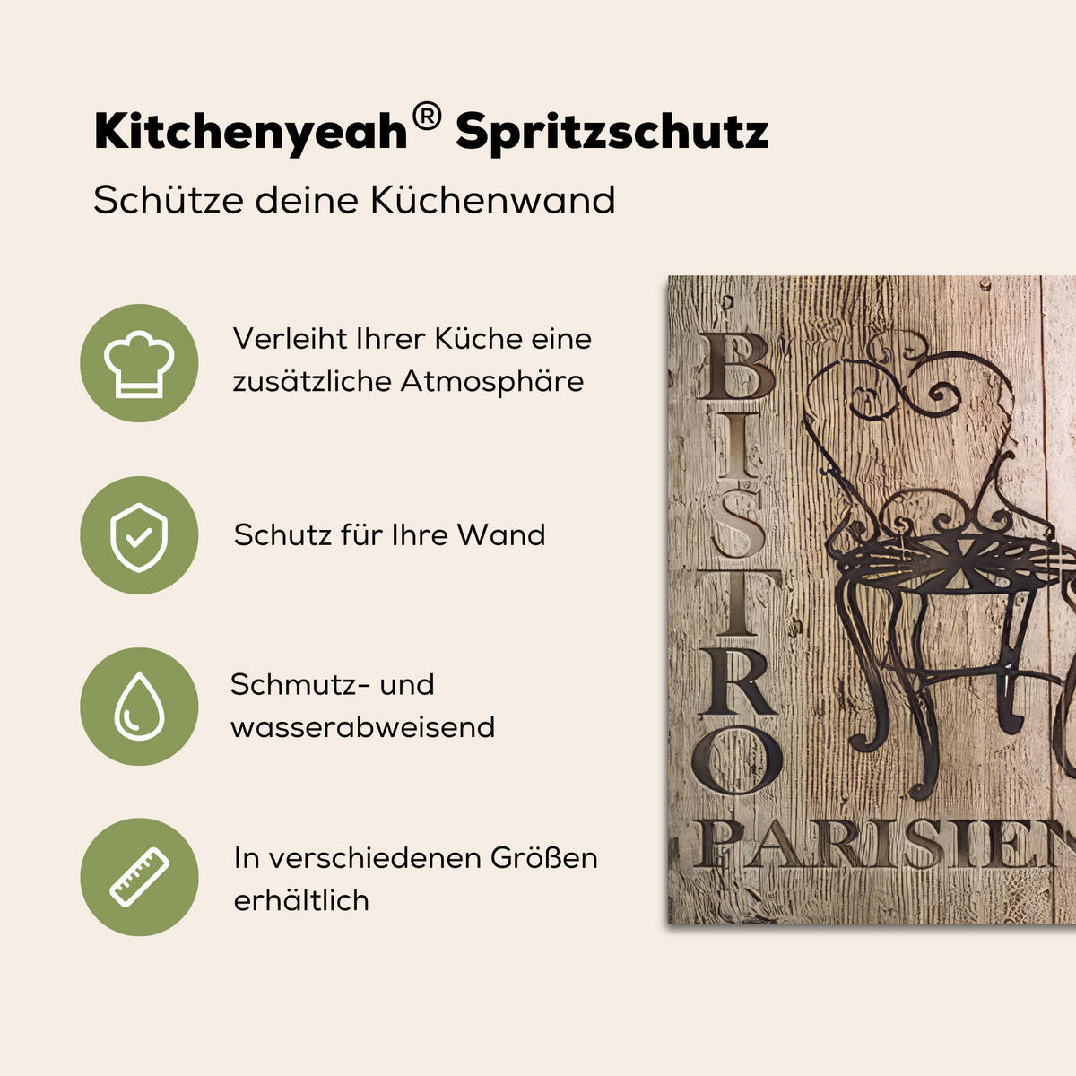 SPRITZSCHUTZ KÜCHE Bistro Parisien - Café - Kaffee - Jahrgang 60x40 cm - Cappuccino, Metall (60/0.3/40cm) - MuchoWow