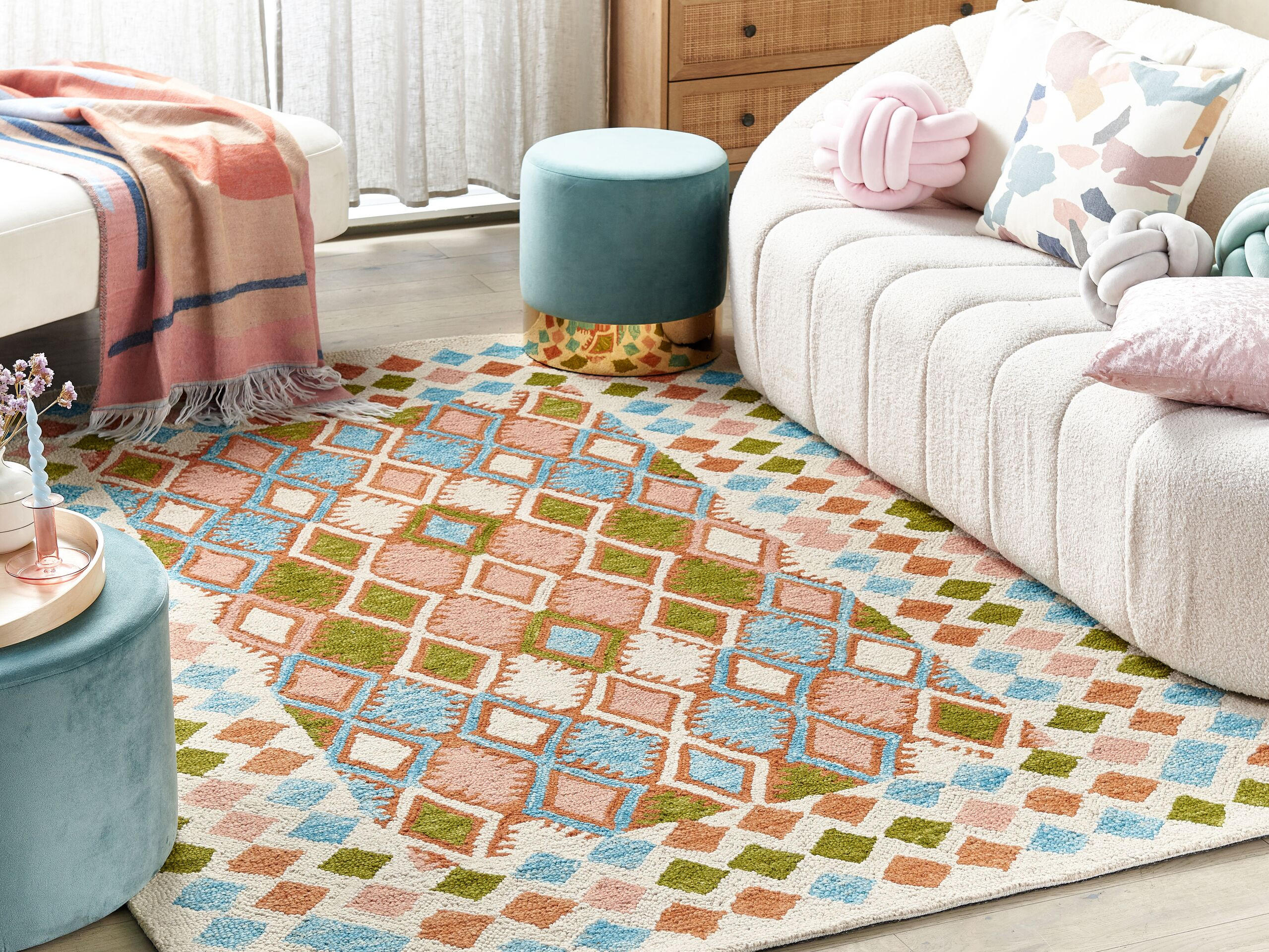 Thumbnail - Beliani Teppich, Mehrfarbig, Textil, Grafikmuster, Rechteckig, 140x200 cm, Teppiche & Böden, Teppiche, Flachgewebe-Teppi...