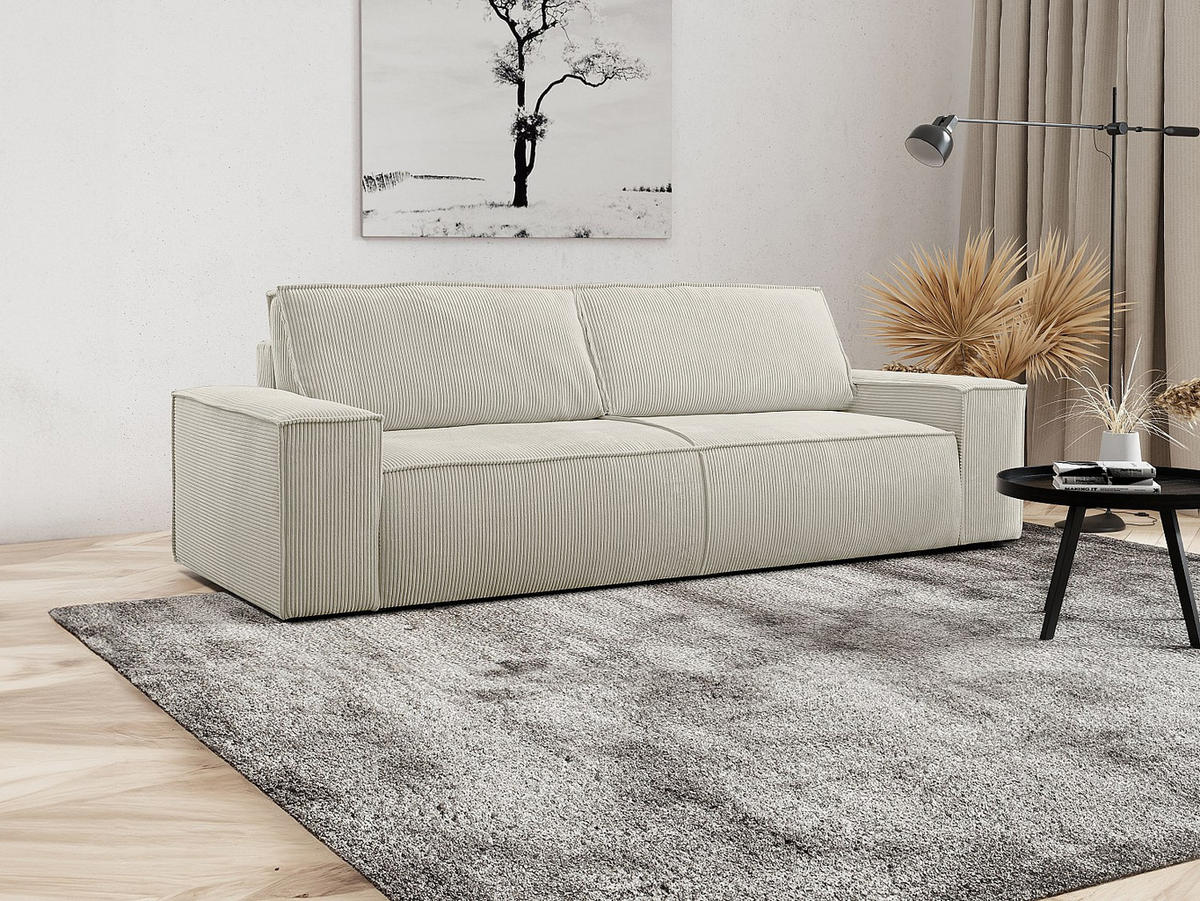 SCHLAFSOFA 4-Sitzer - Cord - Beige - AMELIA - Beige, Textil (257/85/102cm) - Vente-Unique