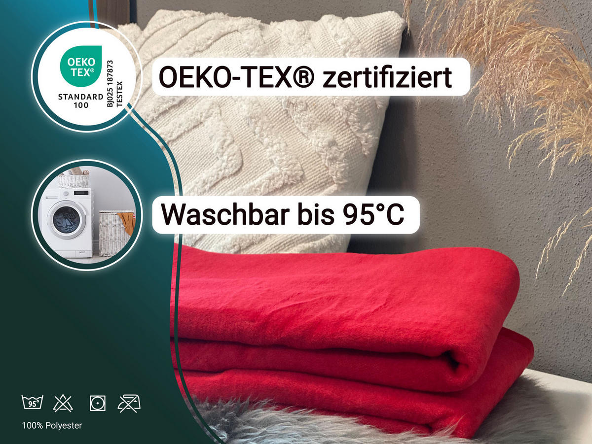 KUSCHELDECKE, 130x170 cm, 100% Polyester, Rot - Rot, Textil (130/170cm) - Zollner