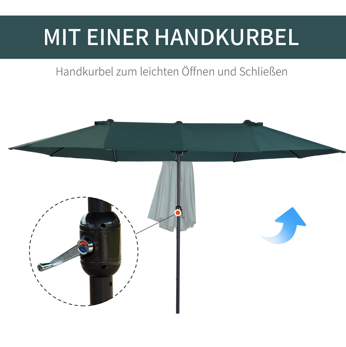 AMPELSCHIRM aus Polyester & Metall 295x295x245 cm in Grau mit Handkurbel - Grau, Metall (295/295cm) - Modfu