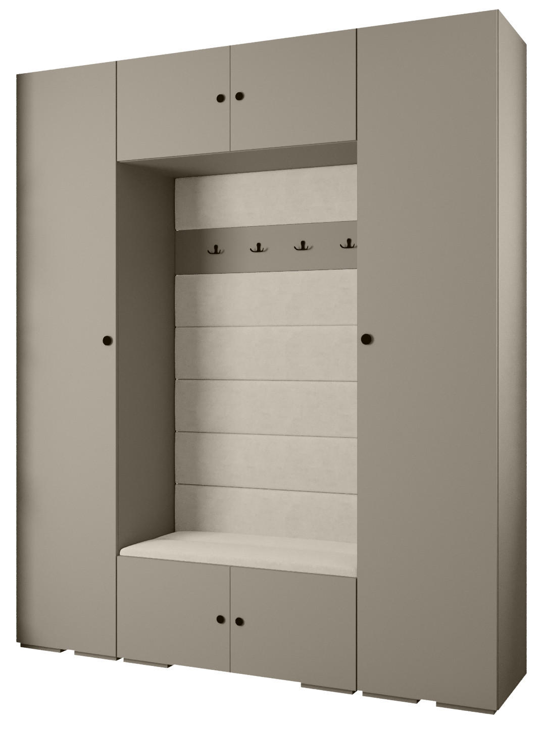 Abiks Möbel Garderoben-Set Kaschmir, Beige, Schwarz 200x236.7x47 cm