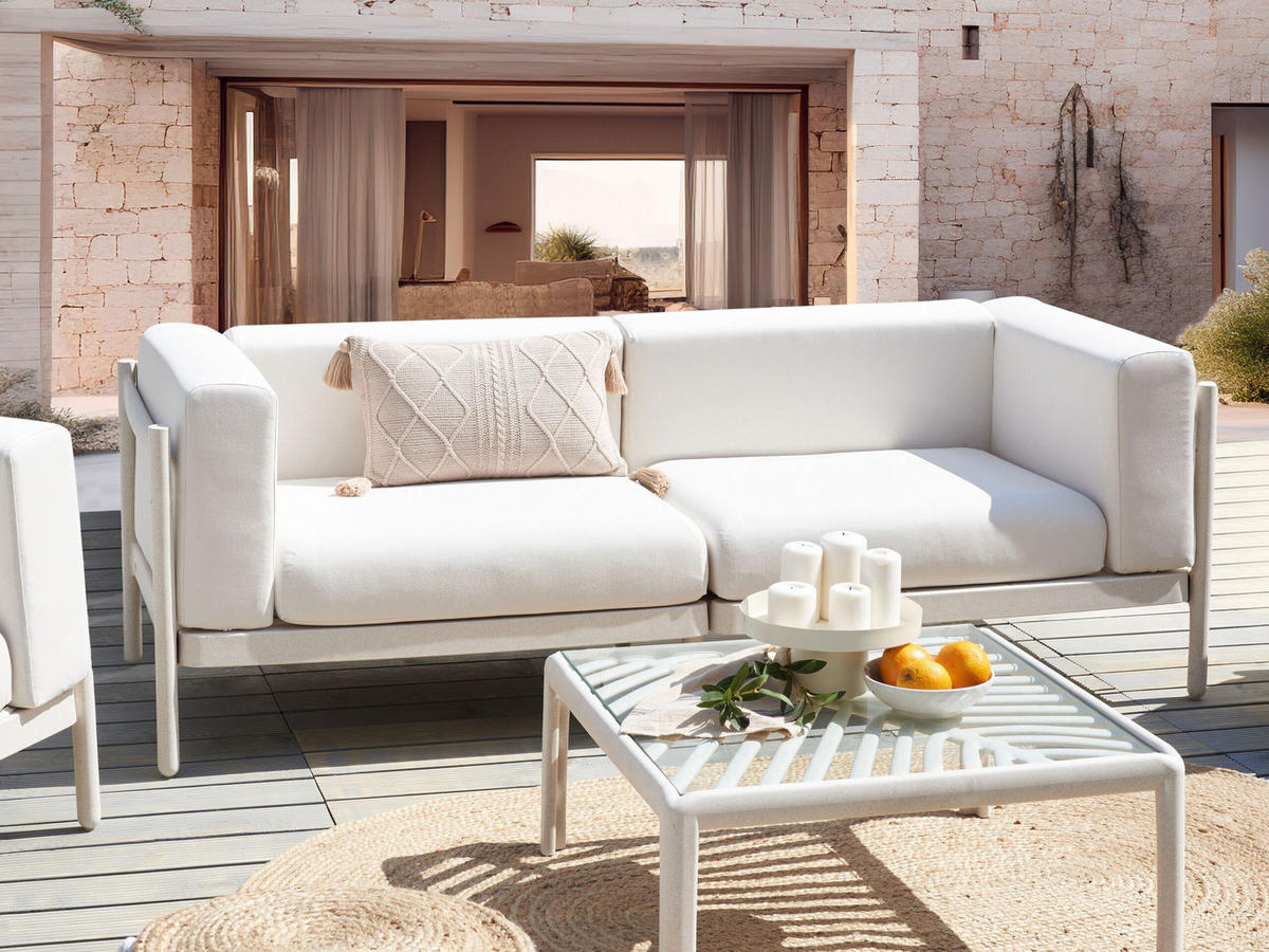 GARTENSOFA 2-Sitzer Beige Ferretti - Beige, Kunststoff (187/68/73cm) - Beliani