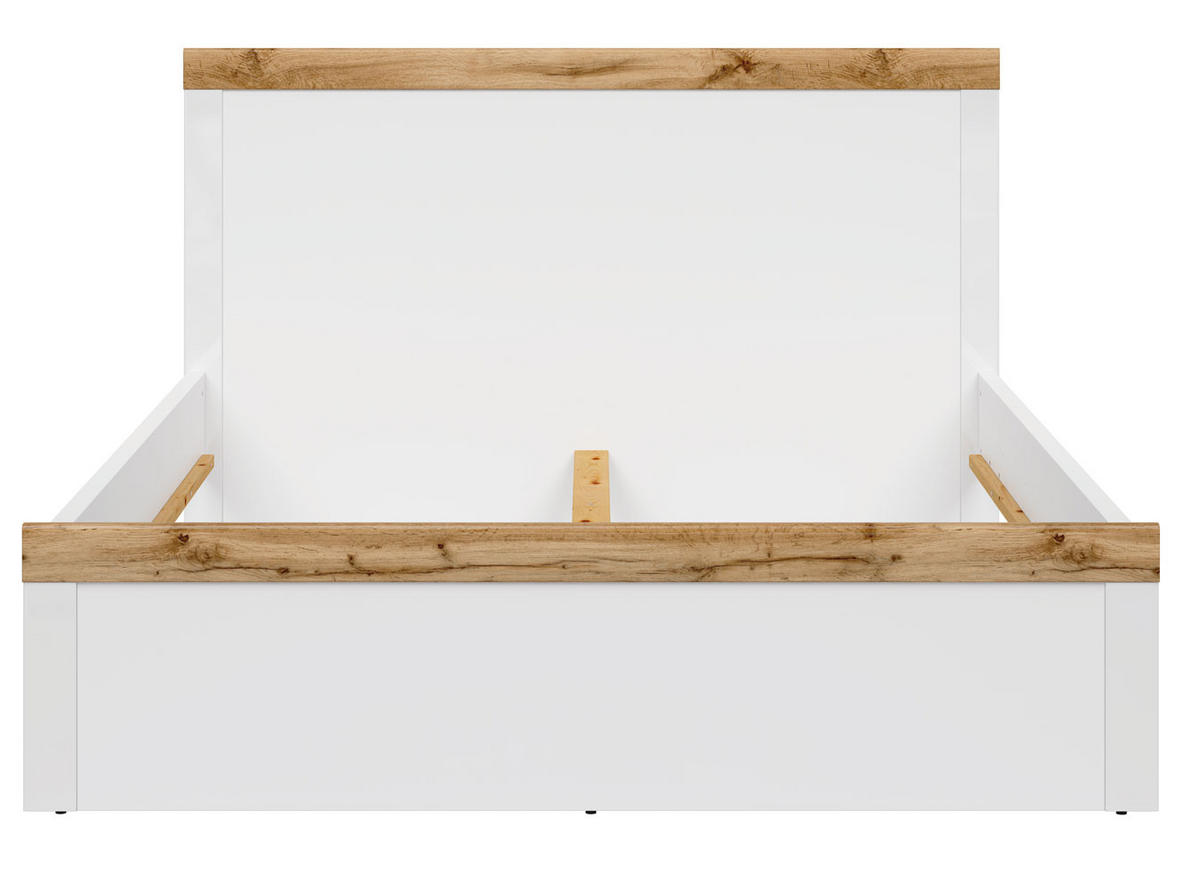 BETT Holten weiß / Eiche Wotan 149 / 200 / 100,5cm - Eichefarben/Weiß, Holz/Holzwerkstoff (140/200cm) - Feldmann-Wohnen