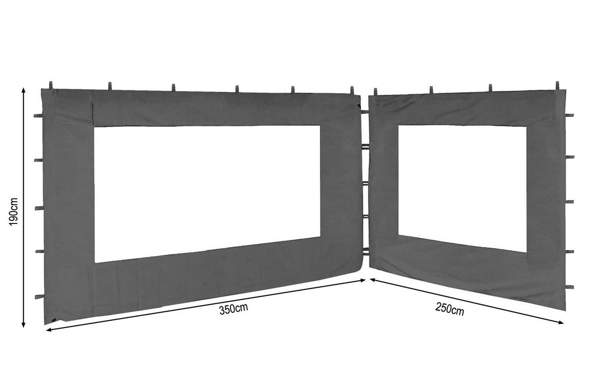 2 Seitenteile mit Fenster für Pavillon Nizza 3x4m Grau - Grau, Kunststoff/Textil (250/190/350cm) - QUICK STAR