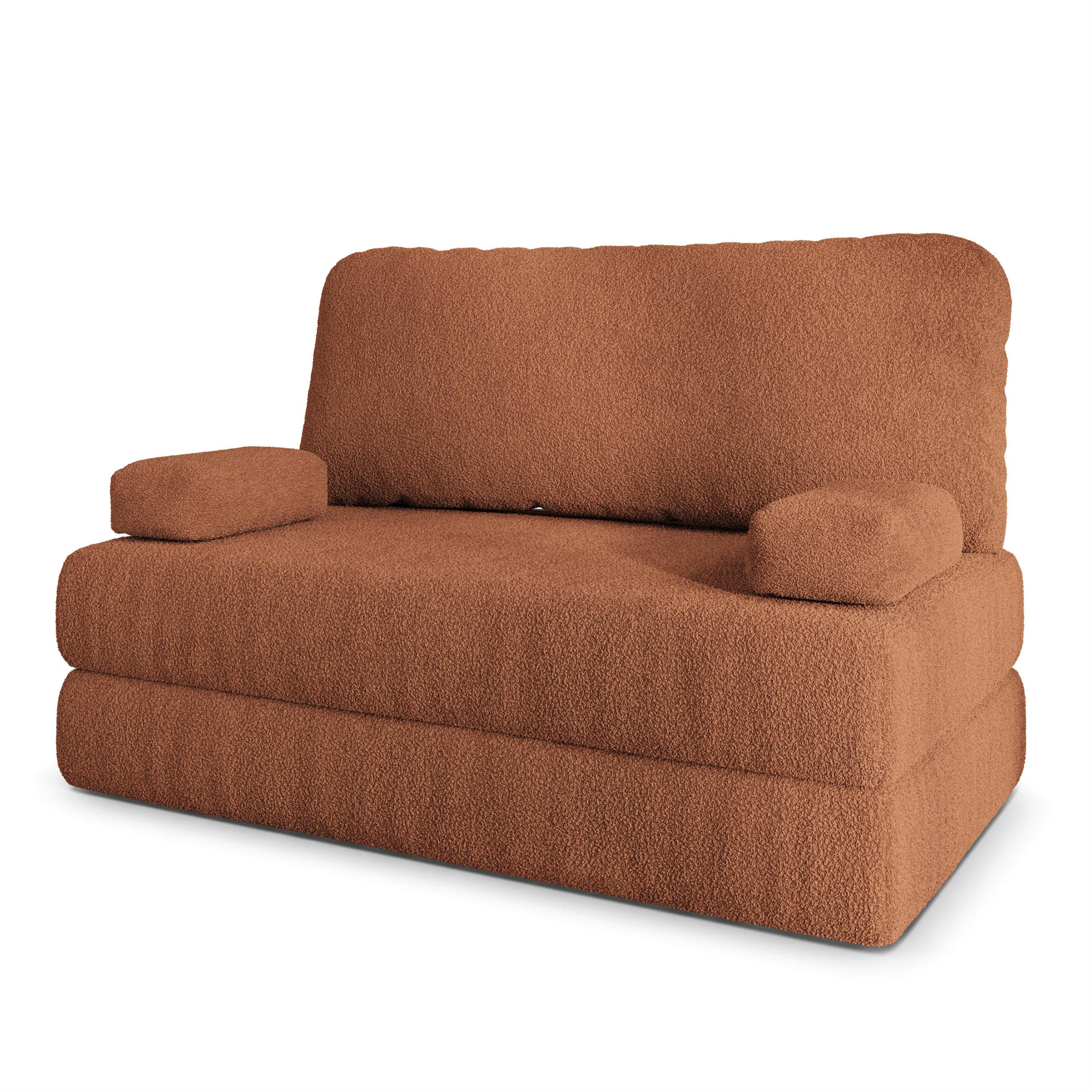 BETTSOFA KESTE aus Schaumstoff Bucle-Stoff Orange Schlaffunktion - Orange, Textil (140/86/60cm) - MASSENO