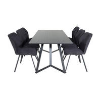 TISCHGRUPPE Schwarz - Schwarz, Holzwerkstoff (90/75/180cm) - ebuy24
