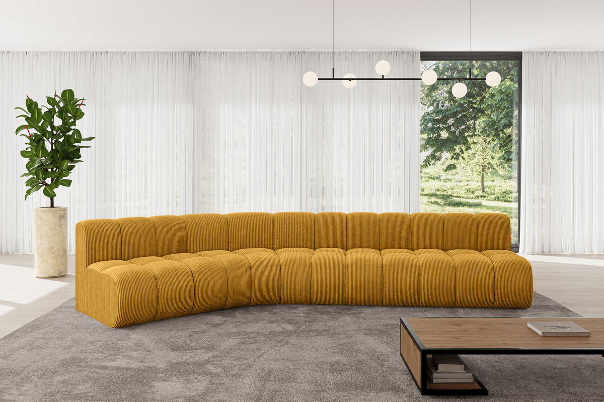 ECKSOFA modulares Sofa Montra-L2 - 381x174x70 cm Senfgelb - Currygelb, Holzwerkstoff/Textil (381/174cm) - ALTDECOR