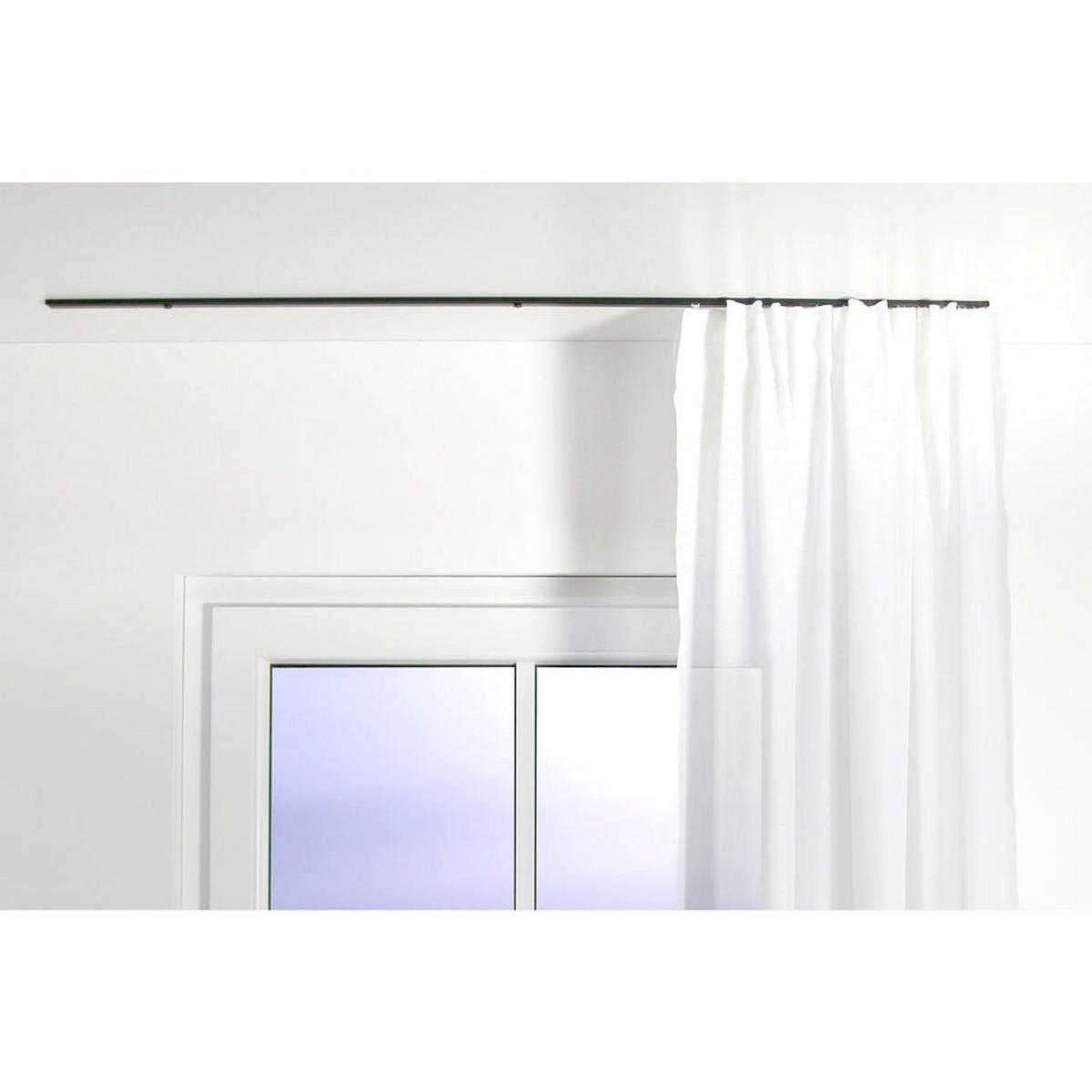 GARDINENSCHIENE auf Maß 1-lauf Deckenmontage Minimal 60cm - Schwarz, Metall (60cm) - Deco-Raum