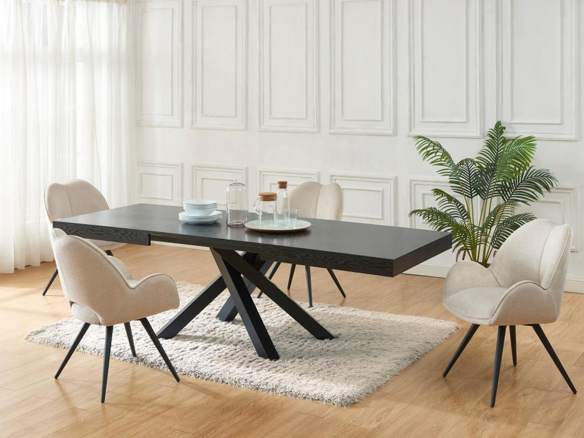 ESSTISCH ausziehbar - 6 bis 10 Personen - MDF & Metall - Schwarz - CATONAV - Schwarz, Holz (240/90/75cm) - Vente-Unique