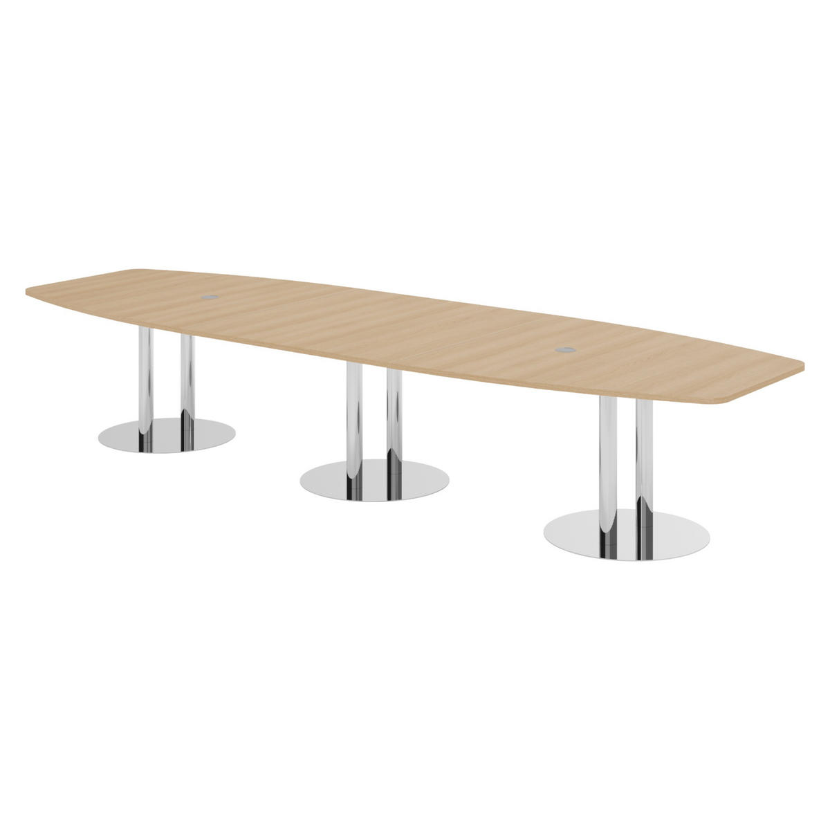 KONFERENZTISCH groß KT40 130/400/74 cm in Eichefarben/Chromsäulen - Chromfarben/Eichefarben, Holzwerkstoff (130/400/74cm) - bümö