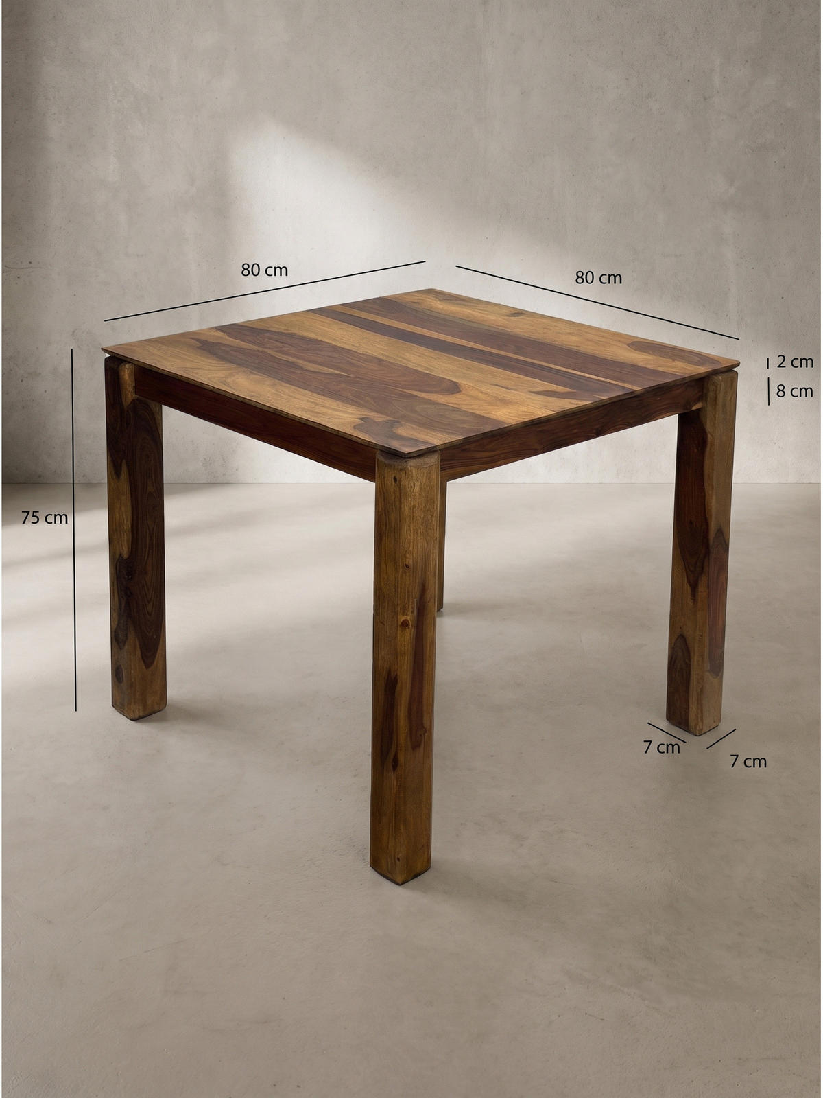 ESSTISCH CHARENTE, Dunkles Massivholz, 80 x 80 x 75 cm - Braun, Holz (80/80/75cm) - KADIMA DESIGN