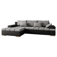 ECKSOFA Bangkok, Seite: Links - Silberfarben/Hellgrau, Holz/Textil (310/175cm) - MIRJAN24