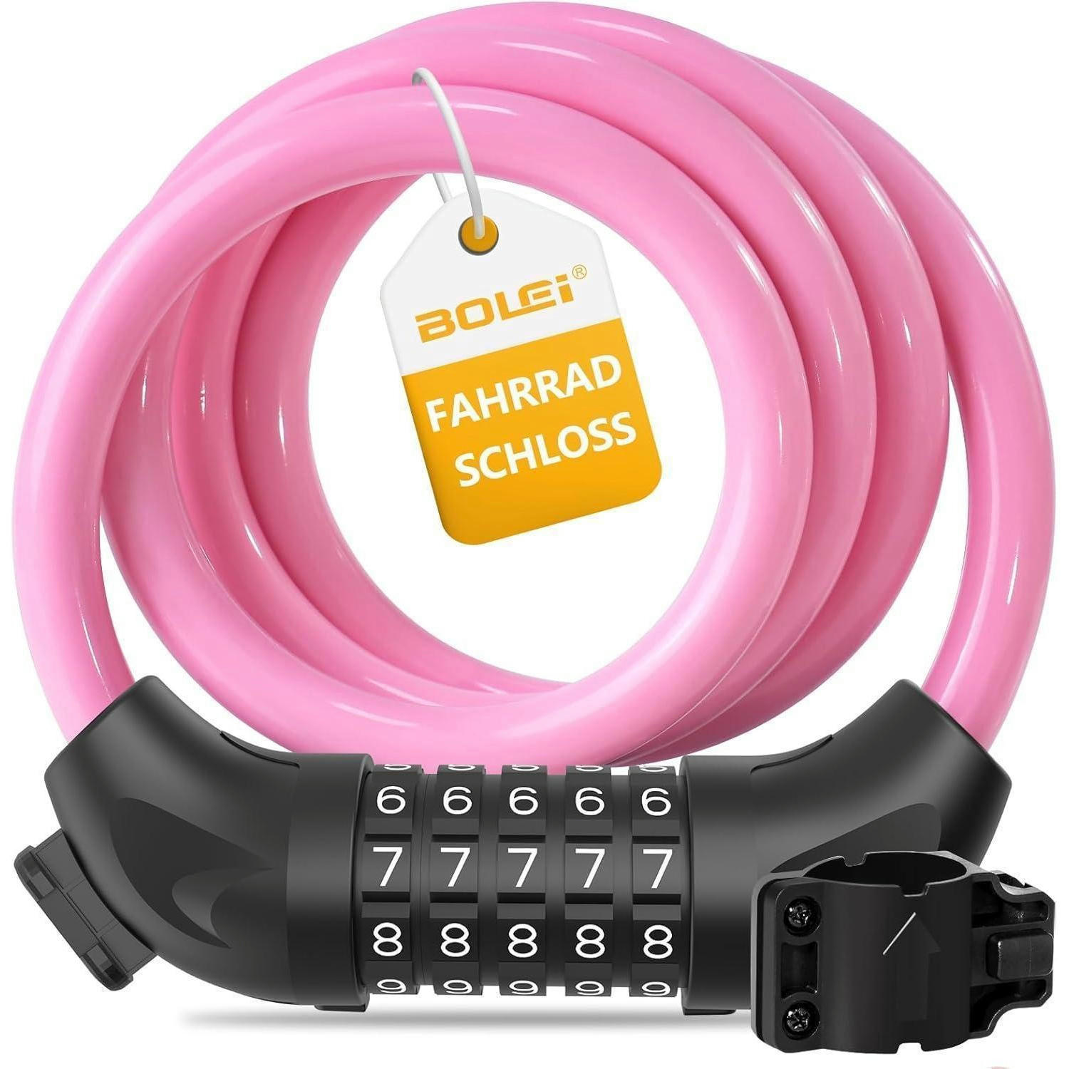 FAHRRADSCHLOSS mit Zahlencode 12 mm/120 cm Pink - Pink, Metall (12/3.8/120cm)