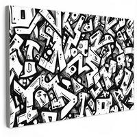 LEINWANDBILD Formen - Buchstaben - Graffiti - Schwarz Wanddeko 90x60 cm - Schwarz, Textil (90/60cm) - MuchoWow