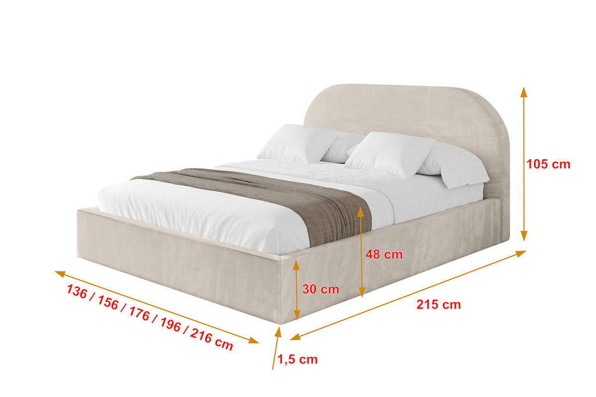 POLSTERBETT mit Bettkasten und Lattenrost, Boxbett ohne Matratze - TIVON 180x200 Beige - Beige, Holzwerkstoff/Textil (180/200cm) - ALTDECOR