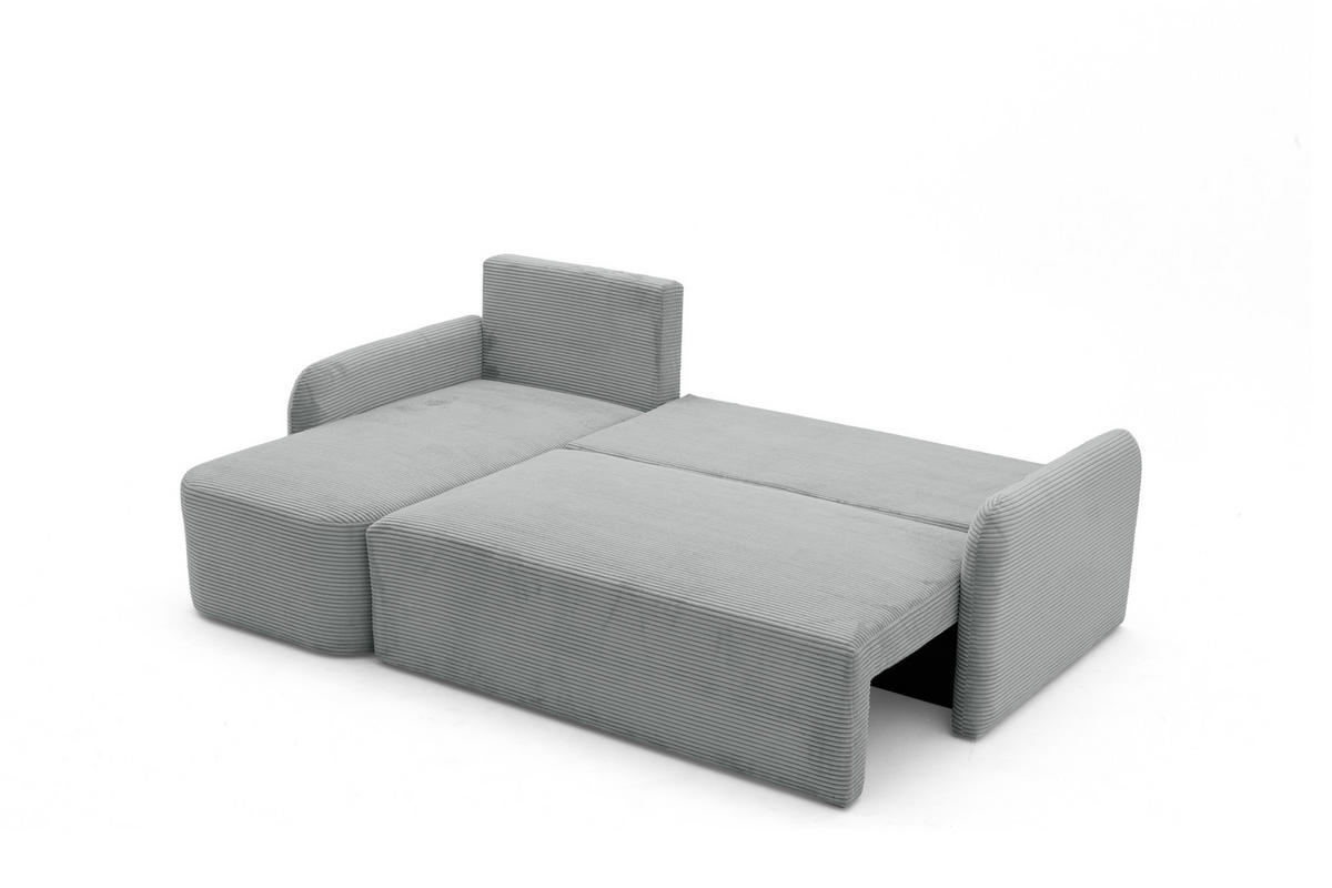 ECKSOFA CASPER L Links mit Schlaffunktion 132x198 Cord Grau - Schwarz/Grau, Holz/Kunststoff (217/145cm) - NACANAPA