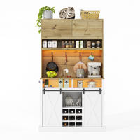BUFFET 191 cm MDF Natur Weiß mit Vitrine, Weinregal und RGB-LED - Weiß, Holzwerkstoff (40/191/110cm) - Korfee