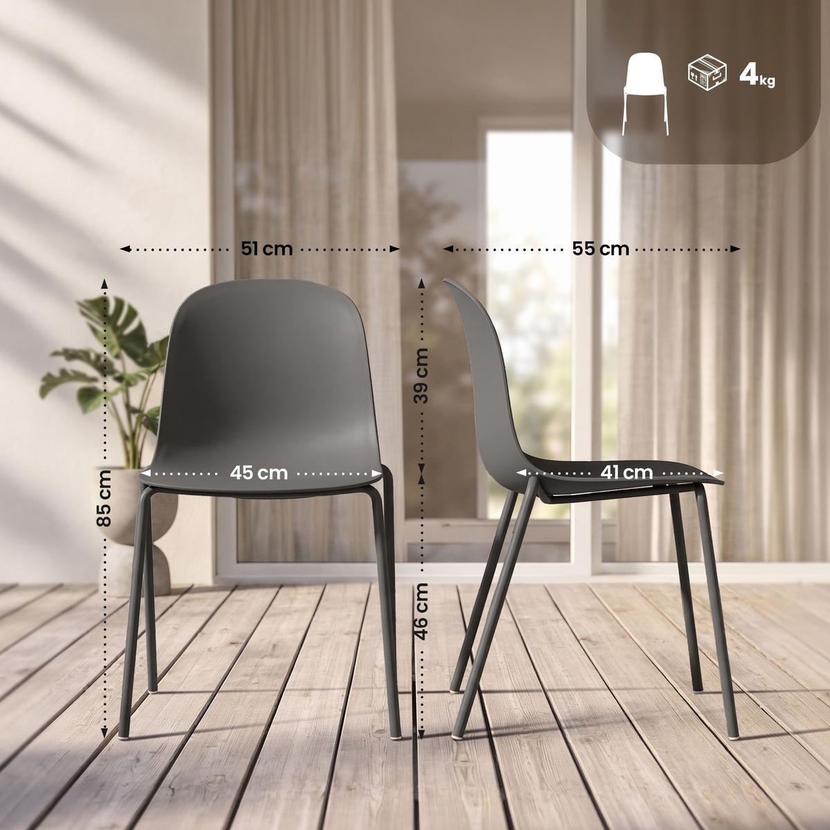 STAPELSTUHL 2 Kunststoff Taupe - Taupe, Kunststoff/Metall (51/85/55cm) - CLP