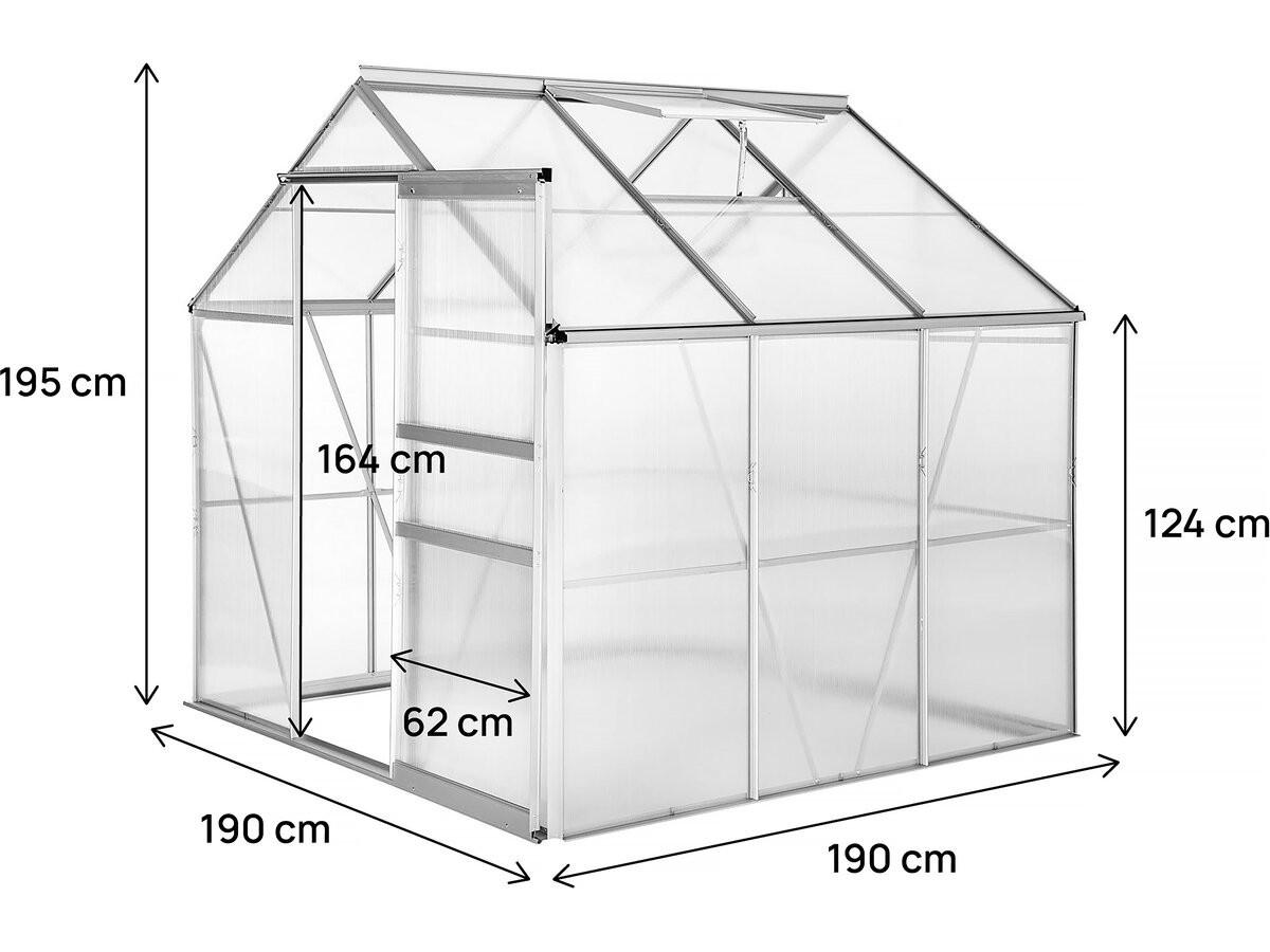 GEWÄCHSHAUS POLYCARBONAT basilic Grau - Grau, Metall (190/195/190cm) - Habitat Garten
